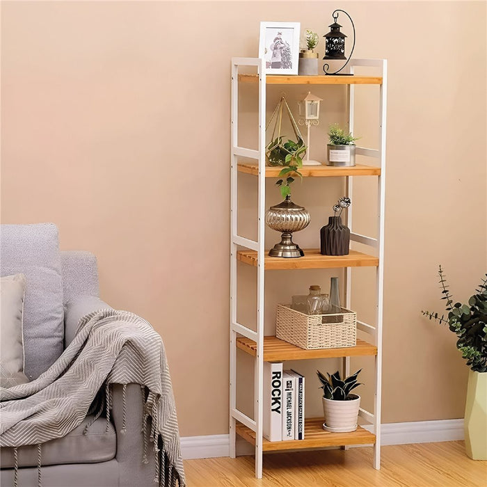 Estanteria 5 tablas bamboo con blanco