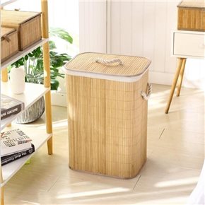 Cesto plegable con tapa y funda de bambú