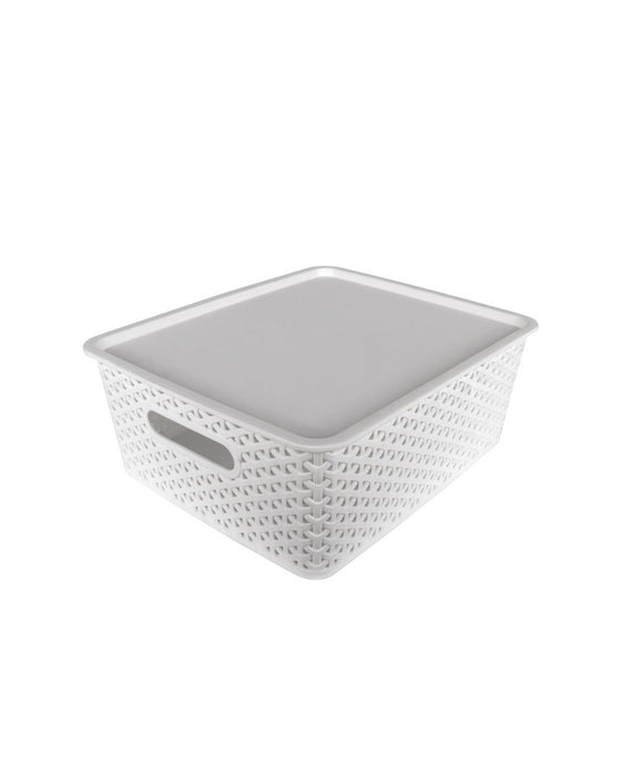 Cesta Tramada con tapa 36.5x30x13.5cm
