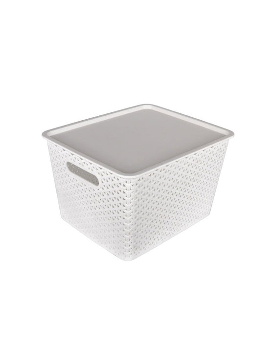 Cesta tramada con tapa 36.5x30x22cm