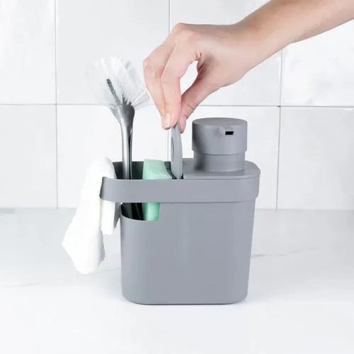 Dispensador para detergente con espacio para esponja y cepillito