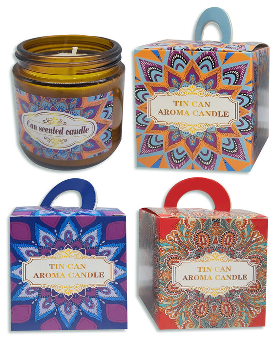 Vela aromática mándala en frasco color ambar