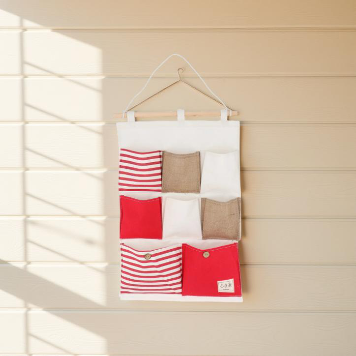 Bolsillero Rojo,Blanco y Beige