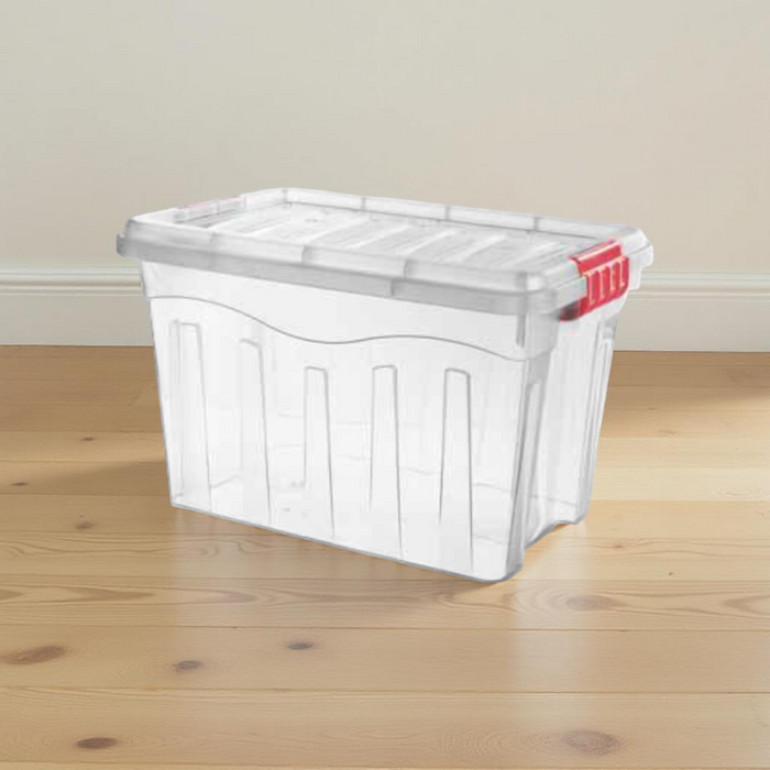 Caja transparente con tapa y ruedas con capacidad 20 litros