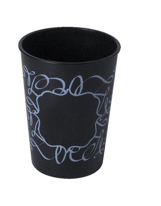Vaso negro con detalles en blanco