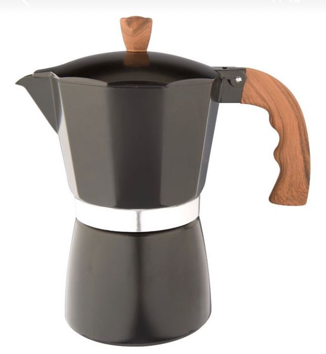 Cafetera estilo italiana negra 6 y 9 tazas