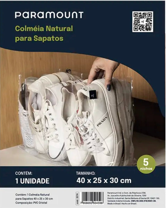 Organizador de zapatos en PVC con divisiones.