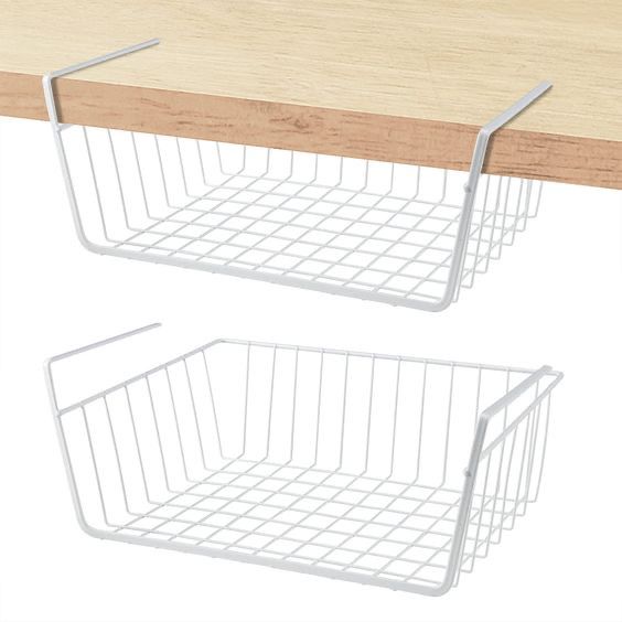 Cesta bajo estante blanca