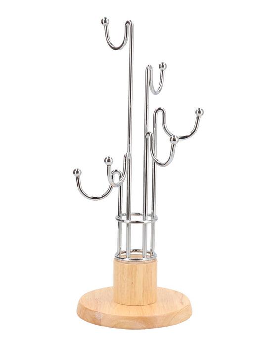 Soporte para Tazas de Bambú y Metal