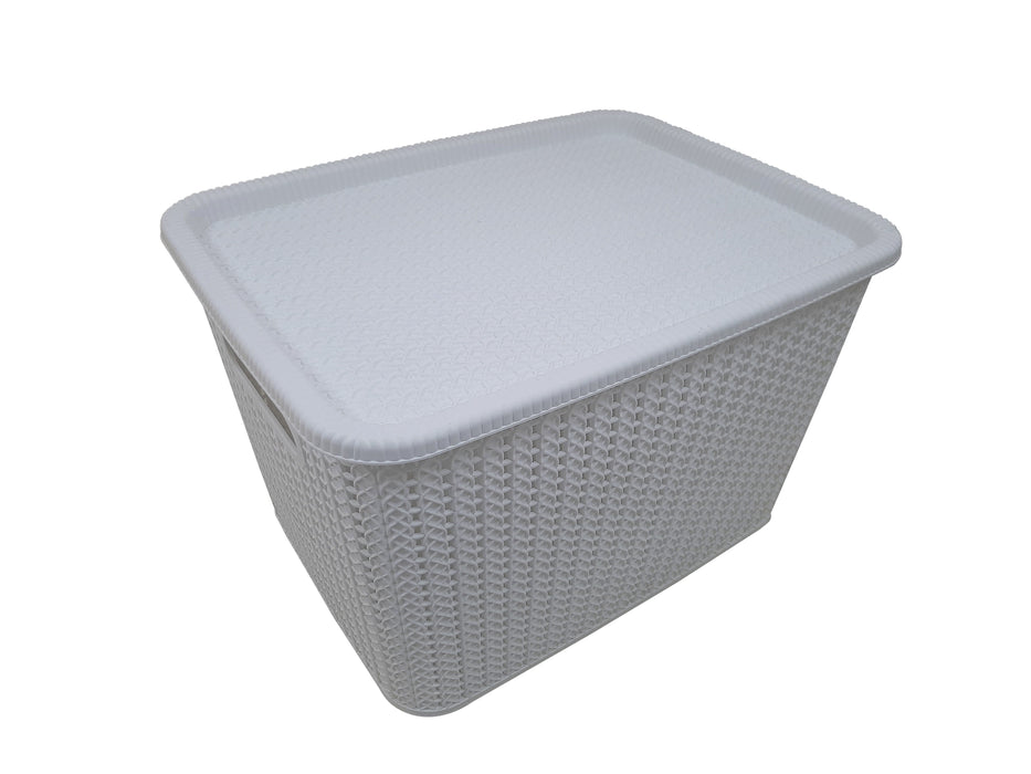Caja simil rattan de 20 Litros con Tapa