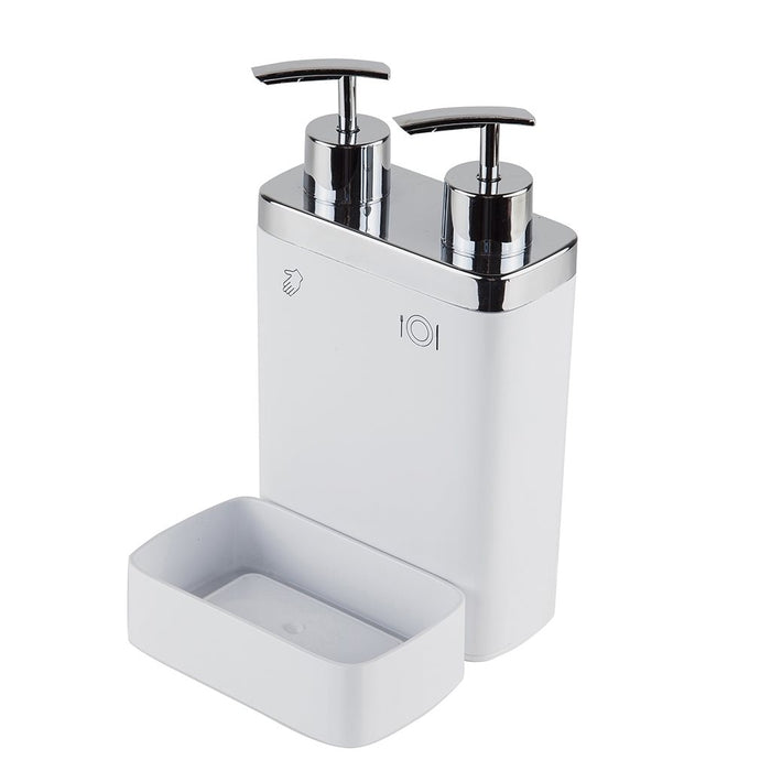 Dispensador con  división para jabón y detergente.