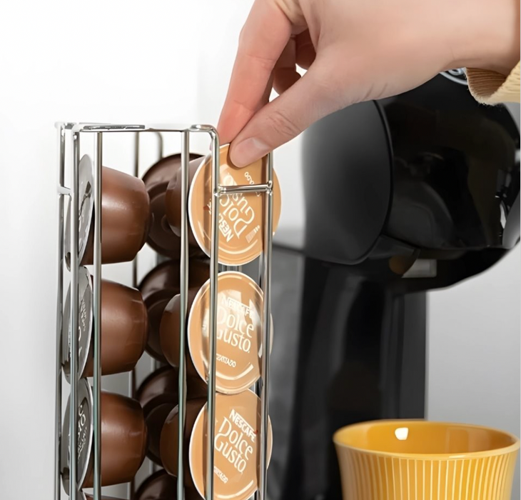 Soporte p/capsulas cafe dolce gusto metal. d12x33cm