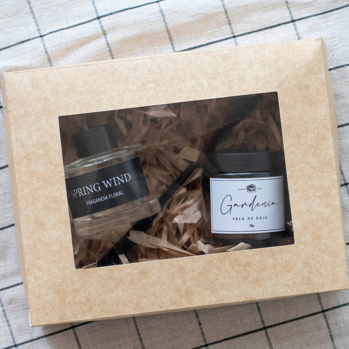 Box 2 Difusor Ambar/ Transparente con Vela aromática fragancias vainilla o gardenia